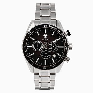 Relógio Cronógrafo Masculino de Aço Tuguir Analógico Infinity 23-2231 Prata e Preto