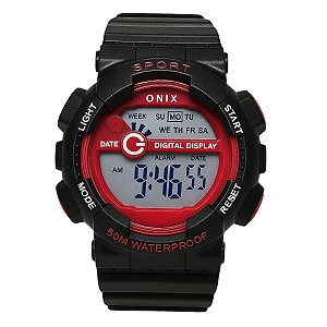 Relógio Masculino Onix Digital IT-855（0122） Preto e Vermelho
