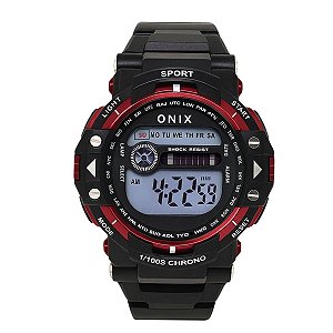 Relógio Masculino Onix Digital IT-840（2801） Preto e Vermelho