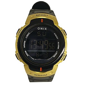 Relógio Masculino Onix Digital IT-349H（7801） Preto e Dourado