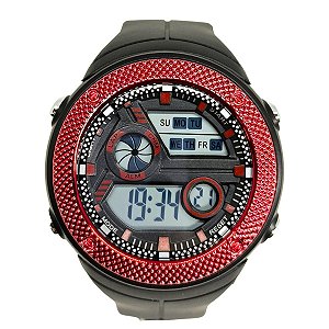 Relógio Masculino Onix Digital IT-8982（0183） Preto e Vermelho