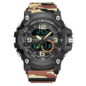 Relógio Masculino Weide AnaDigi WA3J8001 - Bege Camuflado e Preto