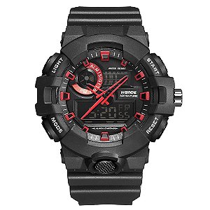 Relógio Masculino Weide AnaDigi WA3J8007 - Preto e Vermelho