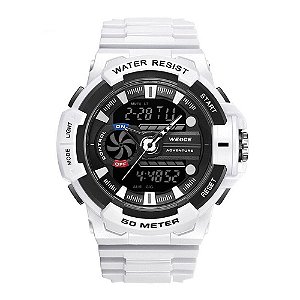 Relógio Masculino Weide AnaDigi WA3J8009 - Branco e Preto