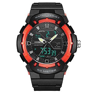 Relógio Masculino Weide AnaDigi WA3J8008 - Preto e Vermelho