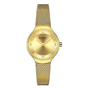 Relógio Feminino Curren Analógico C9028L - Dourado