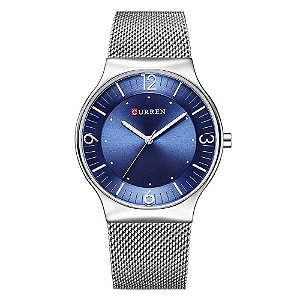 Relógio Feminino Curren Analógico 8304 - Prata e Azul
