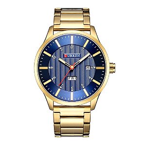 Relógio Masculino Curren Analógico 8316 - Dourado e Azul