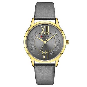 Relógio Feminino Curren Analógico C9049L - Dourado e Cinza