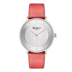 Relógio Feminino Curren Analógico C9033L - Prata e Vermelho
