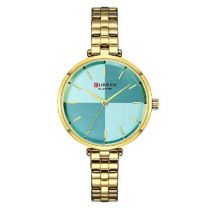 Relógio Feminino Curren Analógico C9043L - Dourado e Azul
