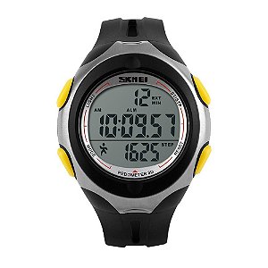 Relógio Pedômetro Unissex Skmei Digital 1107 - Preto e Amarelo