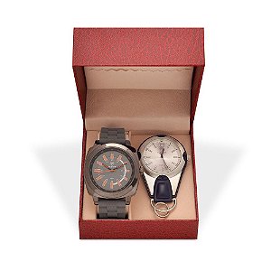 Kit Relógio Masculino Tuguir Analógico 5014 e Relógio Chaveiro 5506G