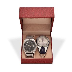 Kit Relógio Masculino Tuguir Analógico 5033 e Relógio Chaveiro 5506G