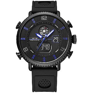Relógio Masculino Weide AnaDigi WH-6106 - Preto e Azul