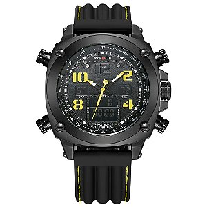 Relógio Masculino Weide AnaDigi WH-5208 - Preto e Amarelo