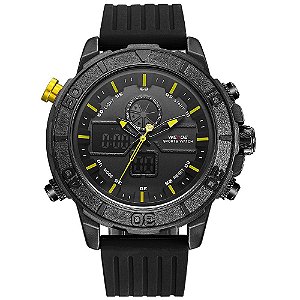 Relógio Masculino Weide AnaDigi WH-6108 - Preto e Amarelo
