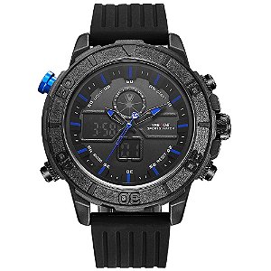 Relógio Masculino Weide AnaDigi WH-6108 - Preto e Azul