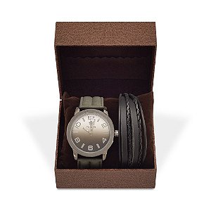 Kit Relógio Masculino Tuguir Analógico 5001 e Pulseira de Couro