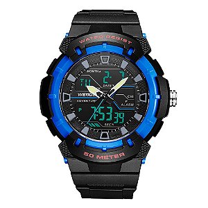 Relógio Masculino Weide AnaDigi WA3J8008 - Preto e Azul