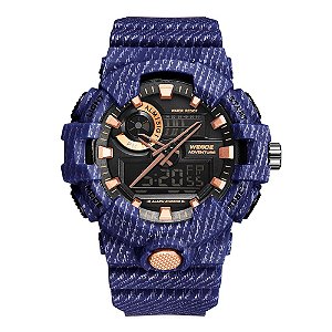 Relógio Masculino Weide AnaDigi WA3J8007 Azul e Rosé