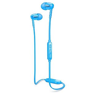 Fone de Ouvido Bluetooth Philips SHB5850 com Microfone - Azul - Preto