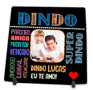 Azulejo Personalizado com Foto do Dindo Presente para Padrinho - Informe o Nome