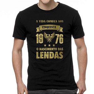 Camiseta Preta O Nascimento das Lendas Dourado - Informe o Ano e a Idade