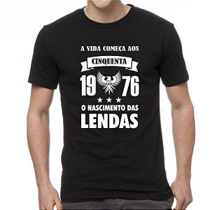 Camiseta Preta O Nascimento das Lendas - Informe o Ano e a Idade