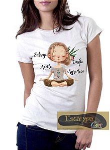 Camiseta Personalizada Entrego Confio Aceito Agradeço Meditação Zen