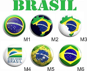 Botton Personalizado Bandeira do Brasil Patriota 4,4cm - Escolha os Modelos