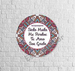 Placa Quadro Mandala MDF Ho'oponopono Gratidão 20cm