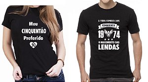 Kit Camiseta Preta Meu Cinquentão Preferido Aniversário 50 Anos - Informe o ANO