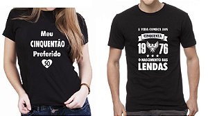 Kit Camiseta Preta Meu Cinquentão Preferido Aniversário 50 Anos - Informe o ANO