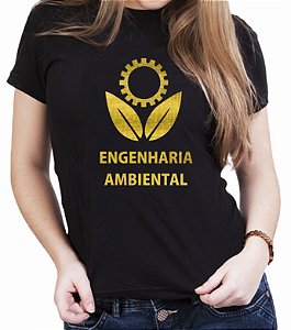 Camiseta Preta Curso de Engenharia Ambiental Dourada