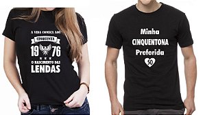 Kit Camiseta Preta Minha Cinquentona Preferida Aniversário 50 Anos - Informe o ANO