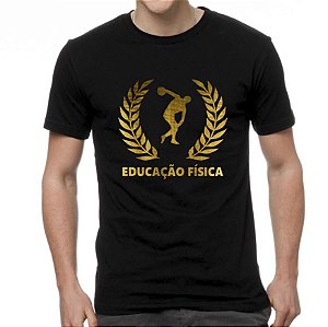 Camiseta Preta Curso de Educação Física Dourada