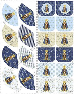 Painel de Recortes Personalizados MIX de Moldes Porta-Terço e Porta-Moedas em Tecido Digital Nossa Senhora Aparecida