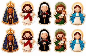 Recortes em FELTRO Sublimado P/ Confecção Lembrancinhas Chaveirinhos Enfeites - Santinhos Católicos