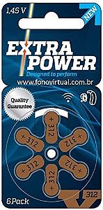 BATERIA AUDITIVA PR312 – Cartela com 6 peças  EXTRA POWER, PANASONIC, POWER ONE ou DURACELL