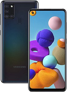 Smartphone Samsung Galaxy A21s Preto 64GB, Câmera Quádrupla,Tela Infinita de 6.5", Leitor de Digital, 4GB RAM, Carregamento Rápido e Android 10 - .