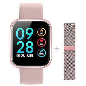 Relogio Smartwatch Inteligente P70 Pro Bluetooth Pulseira em Metal Rosa