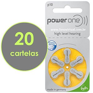 Pilhas Para Aparelho Auditivo POWER ONE P10 / PR70 - Mercury Free - 120 baterias