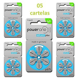 Pilha Para Implante Coclear Implant Plus P675 - Power One - 30 Baterias