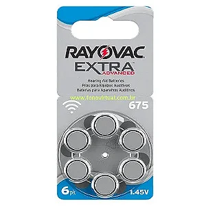 Bateria RAYOVAC (06 baterias) - Modelo 675 / PR44 - Para Aparelho Auditivo