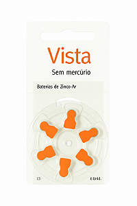 Cartela (6 unidades) Bateria Vista - Modelo 13 / PR48 - Para Aparelho Auditivo