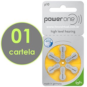 06 Baterias POWER ONE P10 / PR70 - Mercury Free - Para Aparelho Auditivo