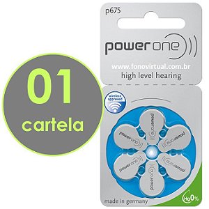 06 Baterias POWER ONE P675 / PR44 - Mercury Free - Para Aparelho Auditivo