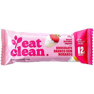 Barra Proteína Vegana Chocolate Branco C/ Morango Eat Clean 45g