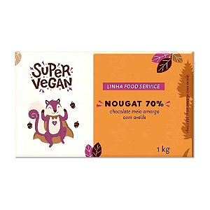 Chocolate 70% Cacau Meio Amargo C/ Avelãs Super Vegan 1kg